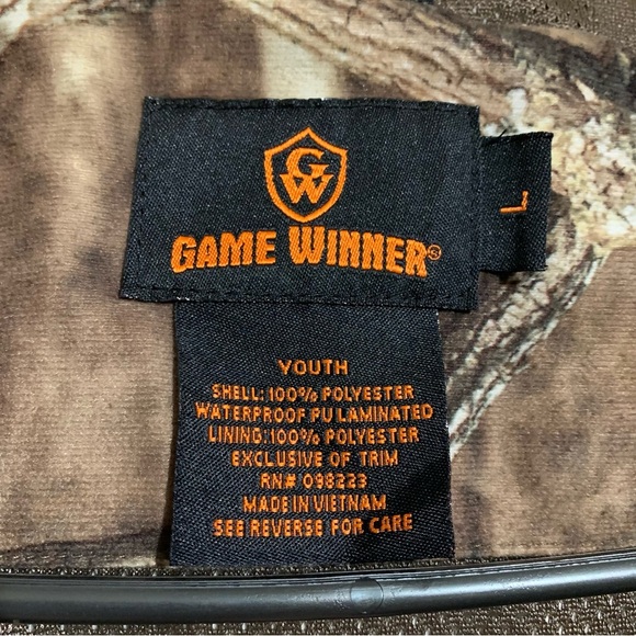 Game Winner Jacket Youth Large Brown Camo Woodland Hooded Full Zip Hunting - Picture 7 of 11